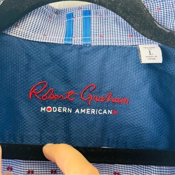 Robert Graham Luxury Blue Dress Shirt L Tailored Fit - Picture 11 of 12